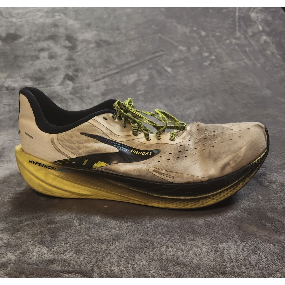 Brooks Shoes Mens 11.5 White Black Yellow Hyperion Max Speed Running 1103901D129